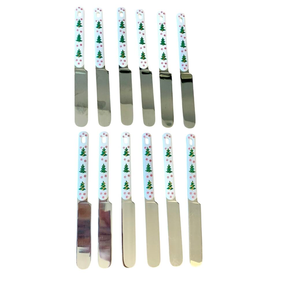 Oneida Colormates Knives Butter 12 Holiday Christmas Tree Northland Stainless